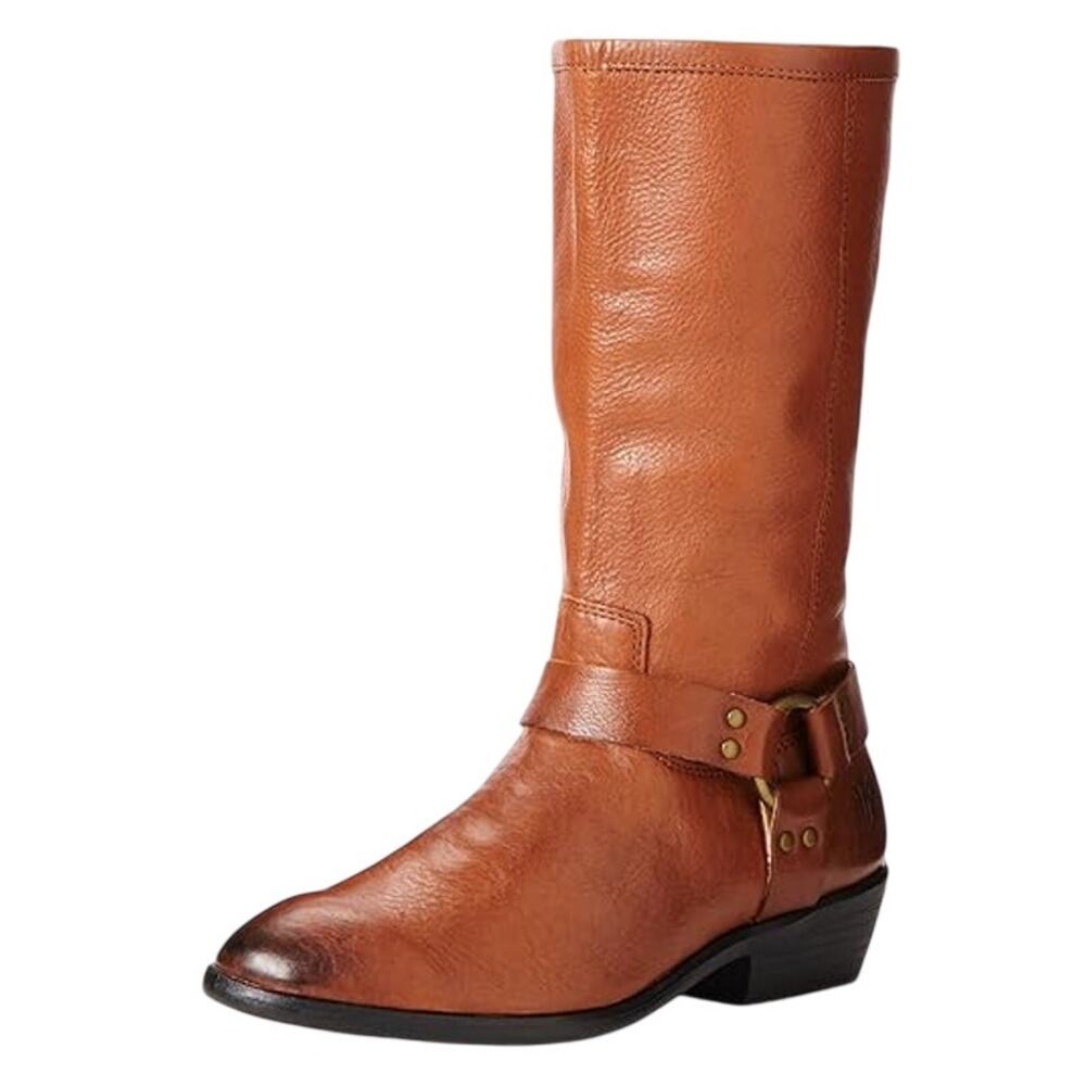 FRYE Girls Phillip Harness Tall Boots Size 3.5 Brown Leather NWOB